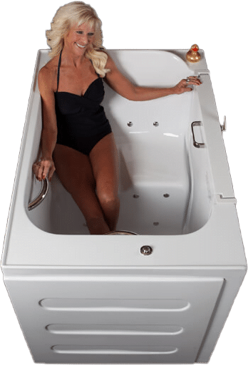 Woman relaxing in a Safe Bathing Canada walk-in bathtub
