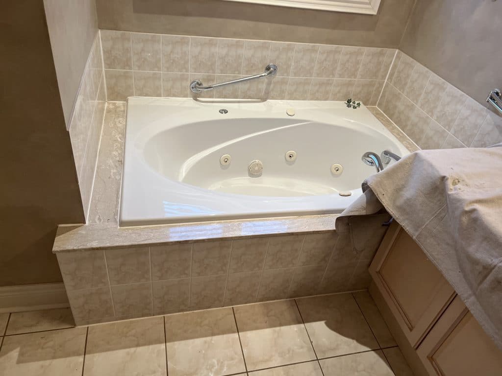 Bathroom before walk-in bathtub installation in Ontario home