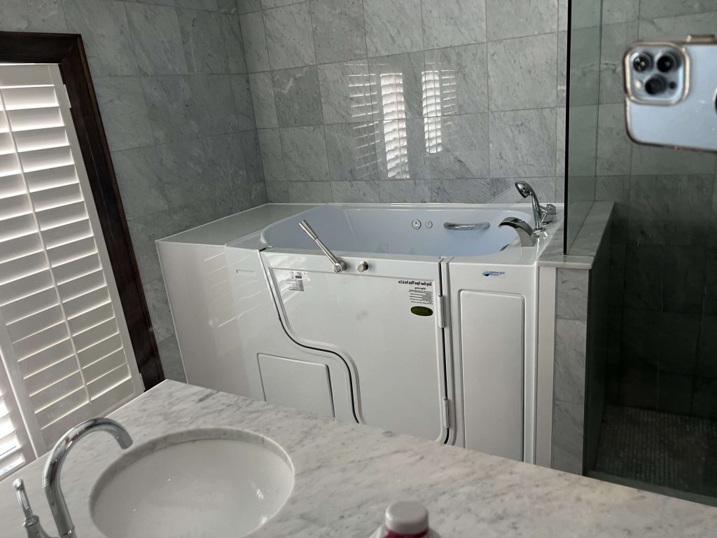 Walk-in bathtub installed in upscale bathroom — Safe Bathing Canada